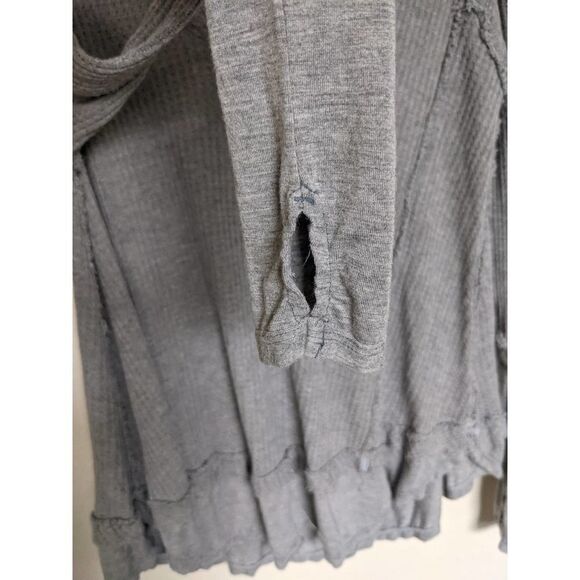 Free People Womens Laguna Thermal Waffle Knit Tunic‎ Top Size XS V-Neck FLAW - Picture 4 of 8